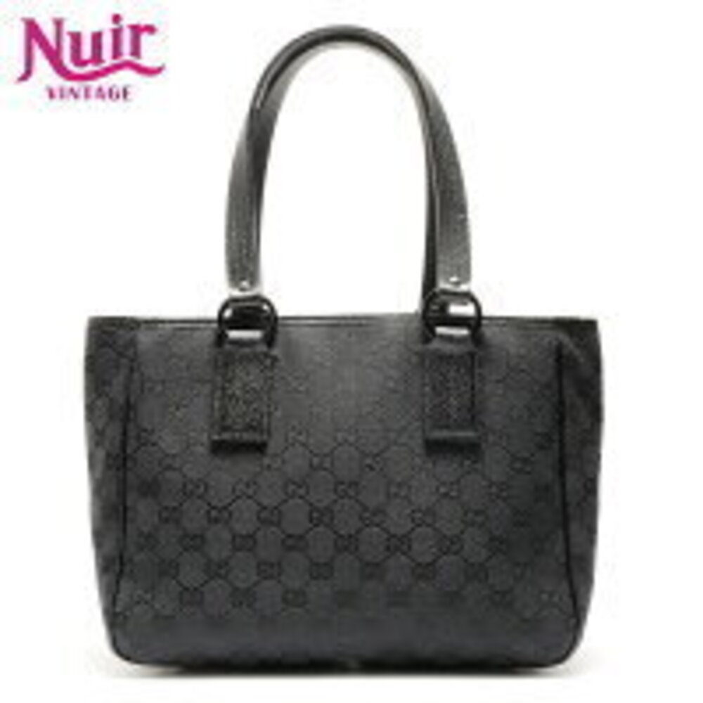 GUCCI GG Canvas Tote Shoulder Bag Black
